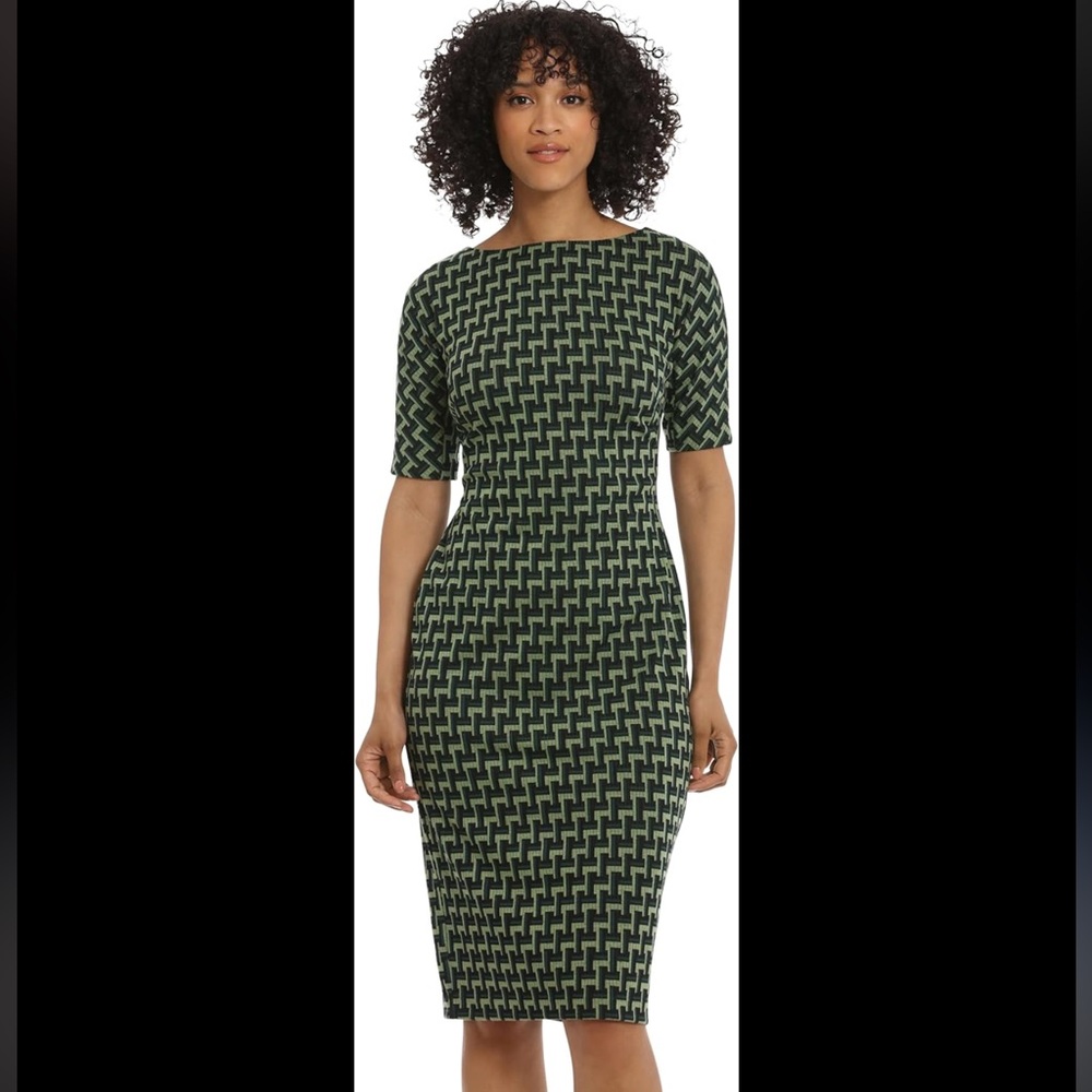 BOGO Dress Deal! Maggy London Green Geometric Sheath Dress